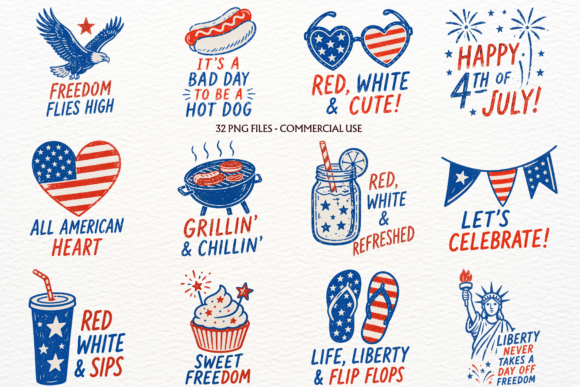 4th July Independence Day PNG Clipart for Festive Designs
