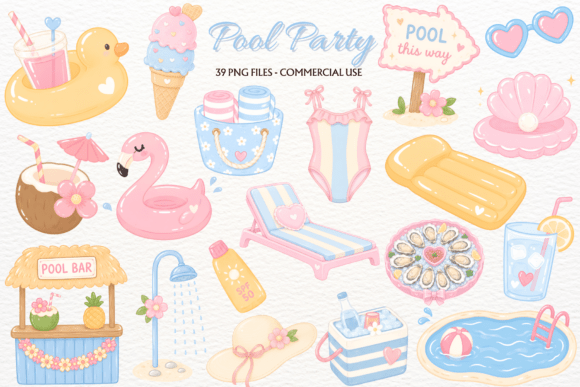 Bring Soft Summer Vibes with Pastel Pool Party Clipart