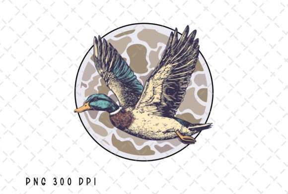 Camo Flying Mallard Duck Hunting PNG for Your Projects