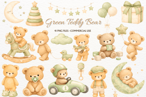 Charming Teddy Bear Nursery Atelier Clipart PNG