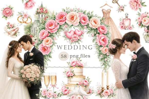 Embrace Soft Romance: Using Watercolor Clipart for Wedding Designs