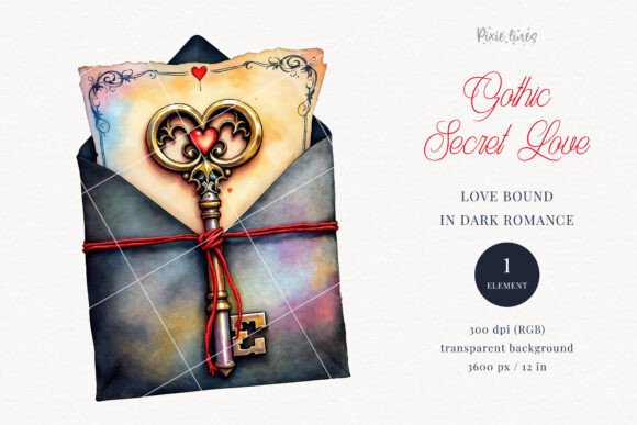 Gothic Vintage Letter with Key Clipart: Unveiling Dark Romance