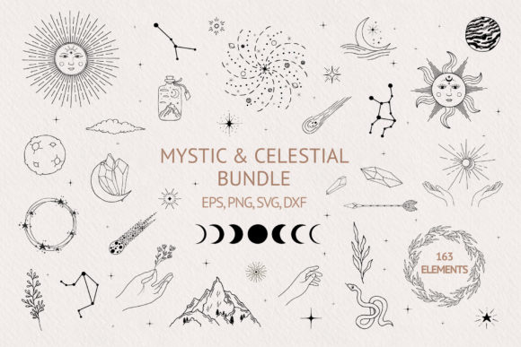 Hand Drawn Mystic & Celestial Bundle for Designers