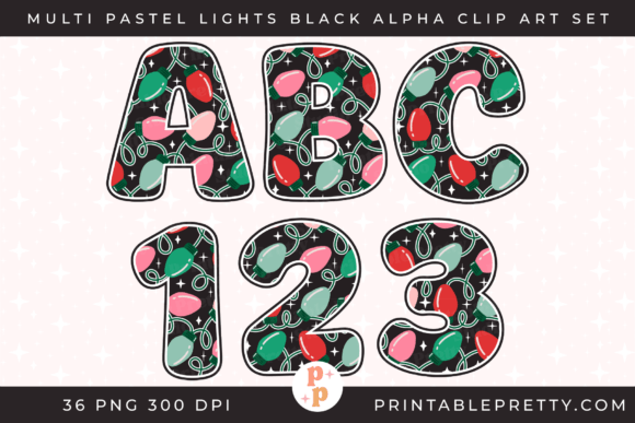 Soft Glow, Bold Statements: The Pastel Christmas Lights Alphabet PNG
