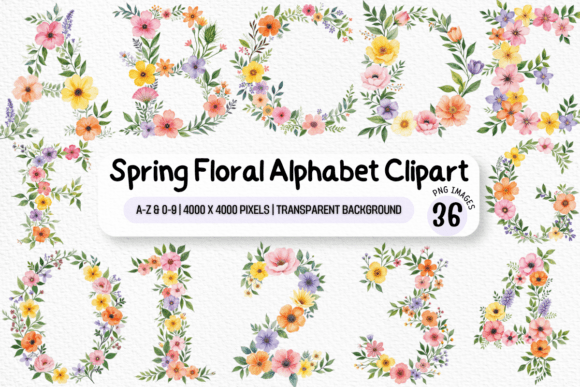 Spring Floral Alphabet PNG Clipart for Elegant Design Projects