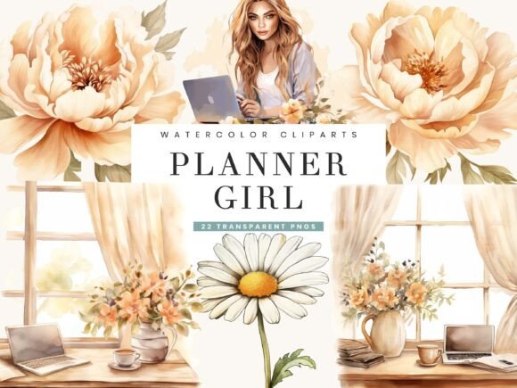 Watercolor Beige Planner Girl Clipart: A Designer's Guide to This Elegant Bundle